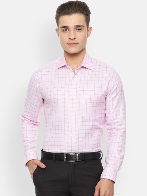 

Louis Philippe Men Pink & Purple Regular Fit Checked Formal Shirt