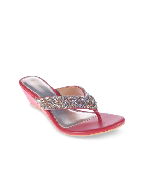 

Khadims Women Gold & Silver Embellished Wedges