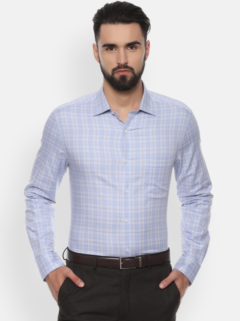 

Louis Philippe Men Blue & White Regular Fit Checked Formal Shirt