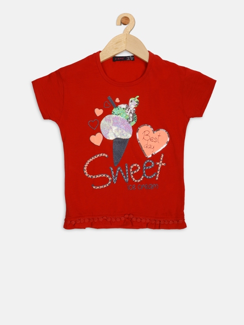 

Ziama Girls Red Embellished Top