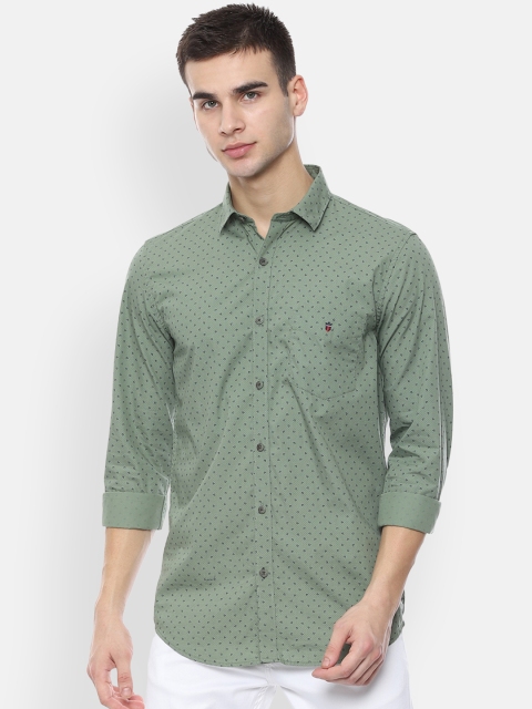 

Louis Philippe Sport Men Green & Navy Blue Slim Fit Printed Casual Shirt