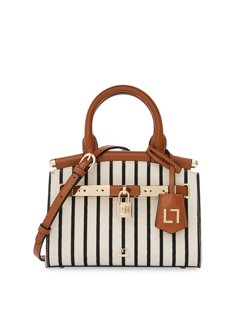 

LYN Off-White & Black Striped Handheld Bag