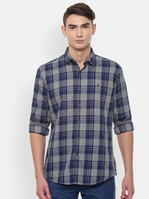 

Louis Philippe Sport Men Navy Blue & Grey Slim Fit Checked Casual Shirt