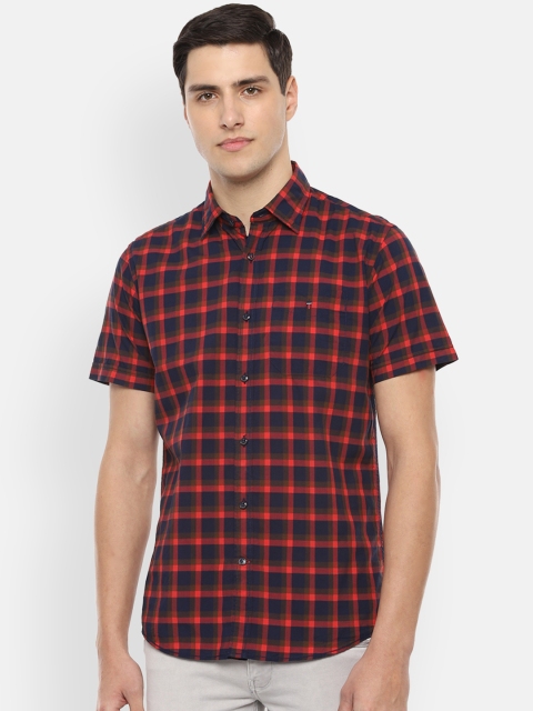 

Louis Philippe Sport Men Navy Blue & Red Slim Fit Checked Casual Shirt