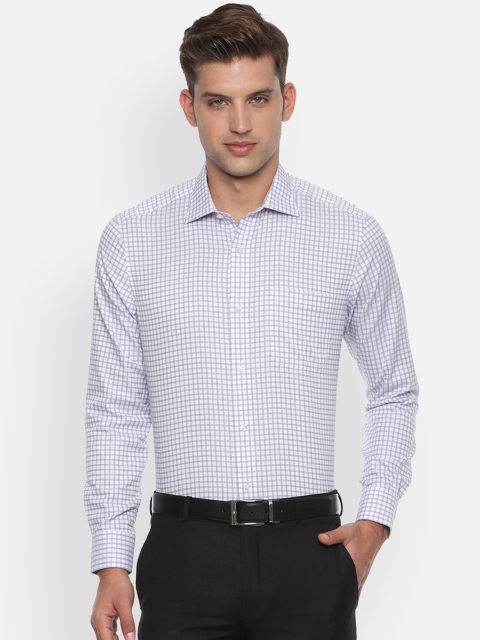 

Louis Philippe Men White & Purple Regular Fit Checked Formal Shirt