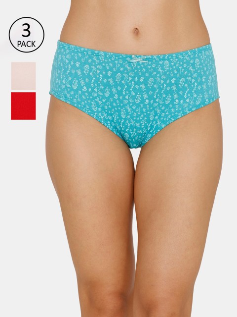 

Zivame Women Pack of 3 Assorted Hipster Briefs ZI2420FASHBROWN