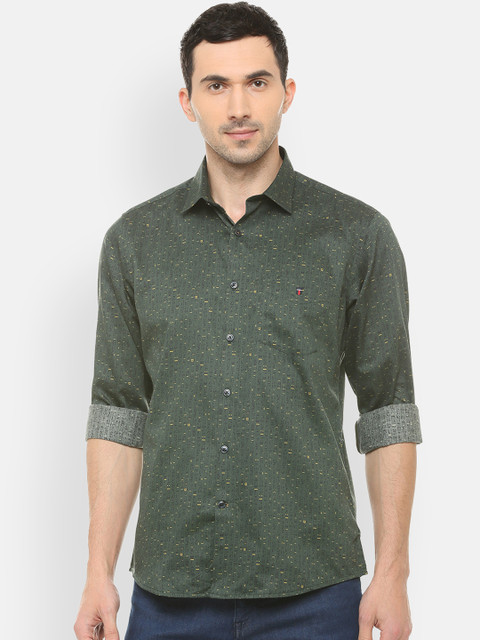 

Louis Philippe Sport Men Olive Green Slim Fit Printed Casual Shirt