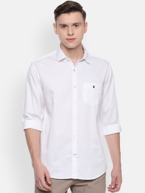 Louis Philippe Sport Men White Slim Fit Printed Casual Shirt