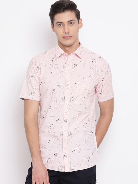 

Crimsoune Club Men Pink Slim Fit Printed Casual Shirt