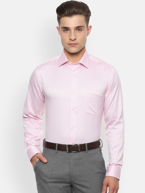 

Louis Philippe Men Pink Classic Slim Fit Self Design Formal Shirt