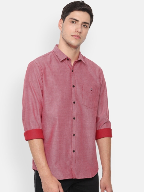 Louis Philippe Sport Men Red Slim Fit Self Design Casual Shirt
