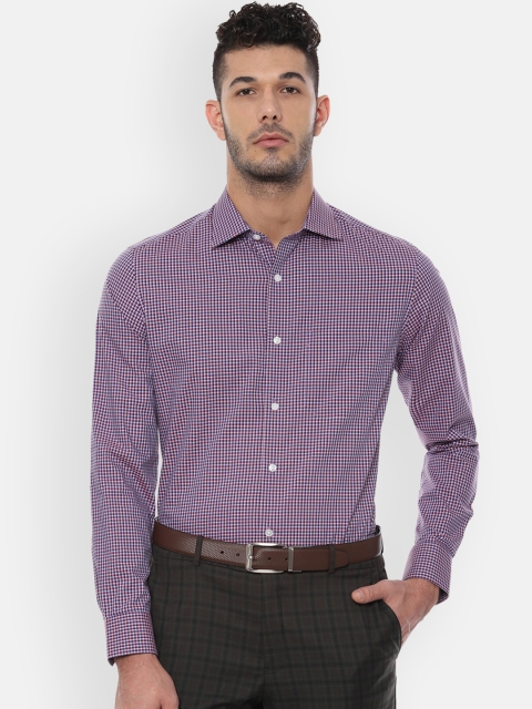 

Louis Philippe Men Purple & White Regular Fit Checked Formal Shirt
