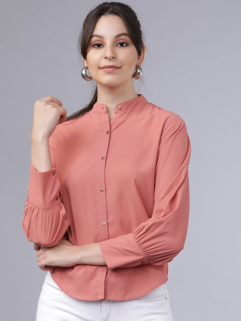 

Tokyo Talkies Women Rose Pink Regular Fit Solid Casual Shirt