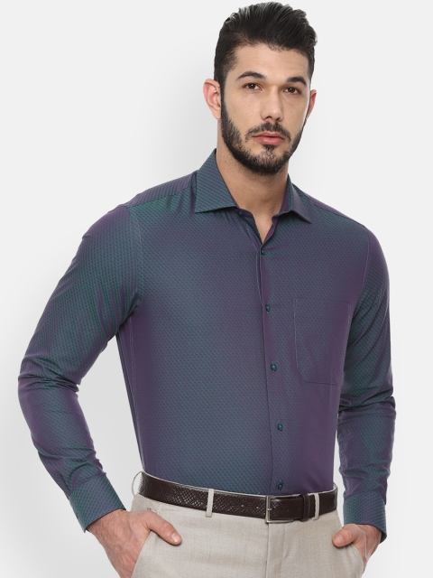 

Louis Philippe Men Teal Green Classic Regular Fit Self Design Formal Shirt