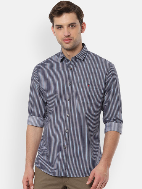 

Louis Philippe Sport Men Grey & Blue Slim Fit Striped Casual Shirt