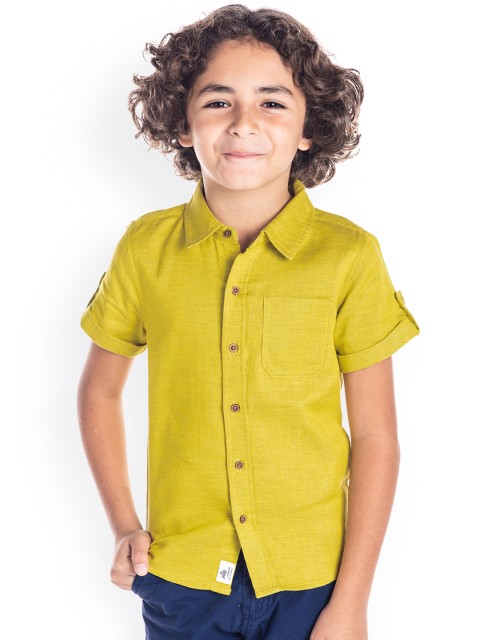 

Cherry Crumble Boys Mustard Original Regular Fit Solid Casual Shirt