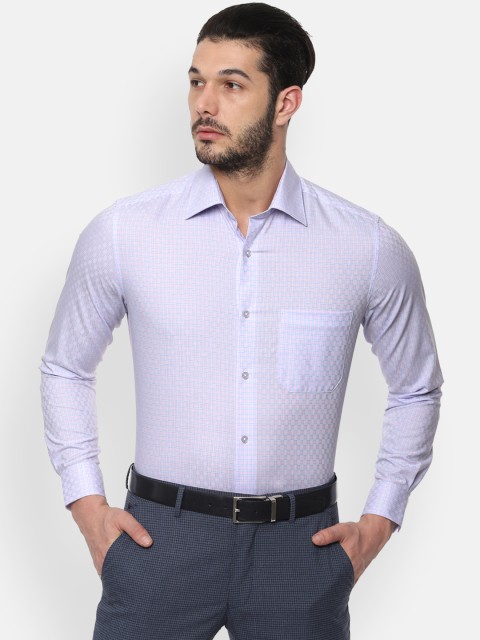 

Louis Philippe Men Pink & Blue Slim Fit Checked Formal Shirt