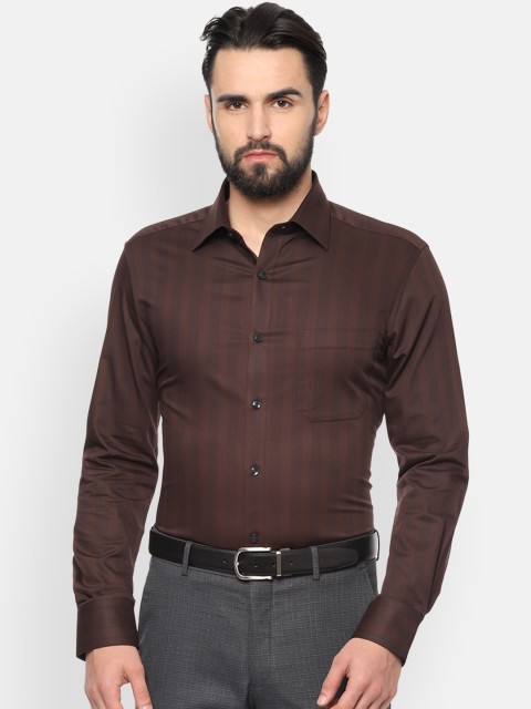 

Louis Philippe Men Brown Regular Fit Striped Formal Shirt