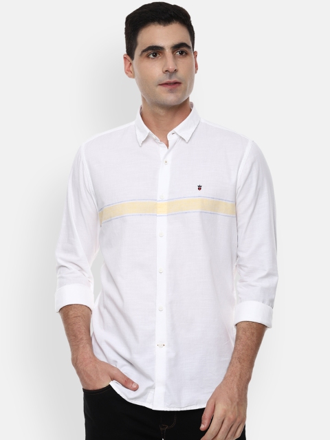 

Louis Philippe Sport Men White & Yellow Slim Fit Colourblocked Casual Shirt