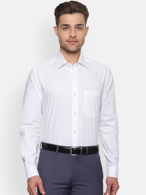 Louis Philippe Men White Classic Regular Fit Self Design Formal Shirt