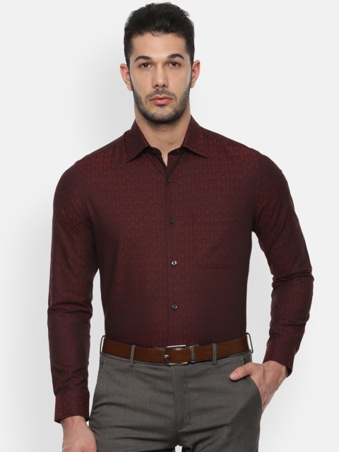 

Louis Philippe Men Maroon Regular Fit Self Design Formal Shirt