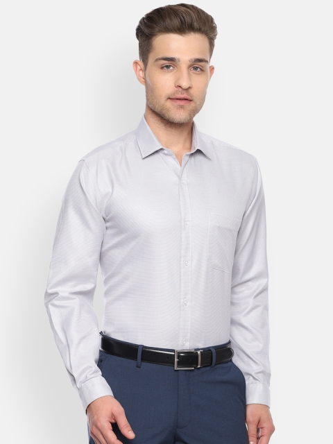 

Louis Philippe Men Grey Slim Fit Self Design Formal Shirt