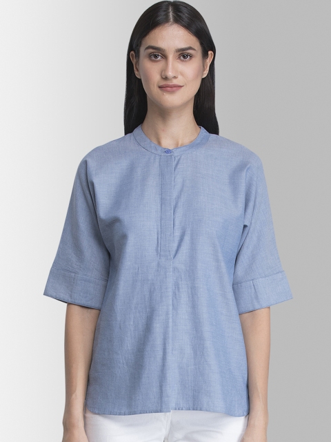 

FableStreet Women Blue Solid Top