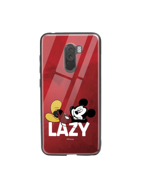 

Bewakoof Red & White Lazy Mickey Xiaomi POCO F1 Glass Mobile Cover