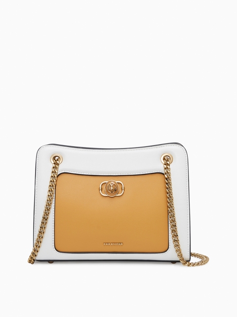 

LYN White & Yellow Colourblocked Cabas Crossbody Bag