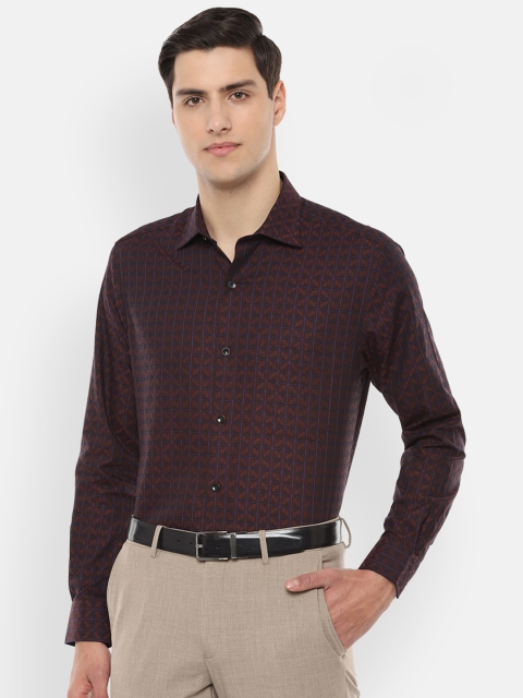 

Louis Philippe Men Brown & Black Regular Fit Self Design Formal Shirt