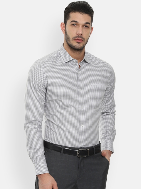 

Louis Philippe Men Grey & Off-White Regular Fit Checked Formal Shirt