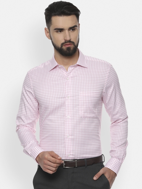 

Louis Philippe Men Pink & White Regular Fit Checked Formal Shirt