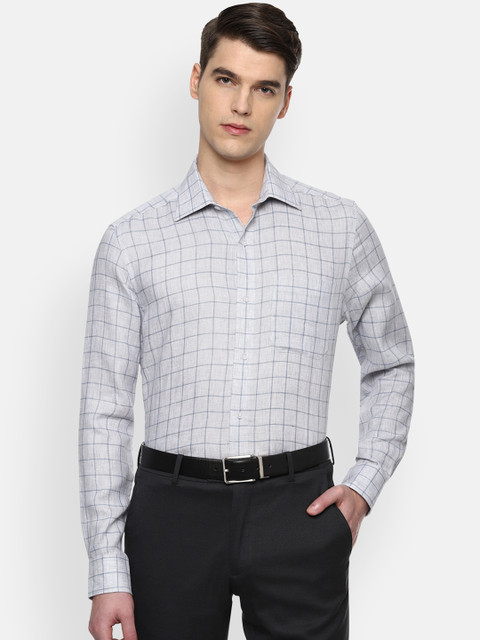 

Louis Philippe Men Grey Regular Fit Checked Formal Shirt