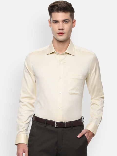 

Louis Philippe Men Yellow Regular Fit Self Design Formal Shirt