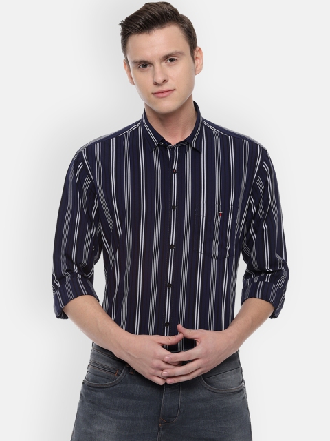 

Louis Philippe Sport Men Navy Blue & White Slim Fit Striped Casual Shirt