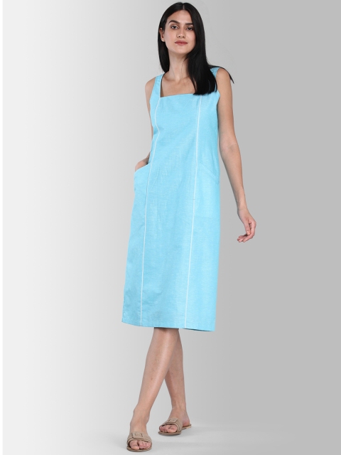 

FableStreet Women Blue Solid Sheath Dress