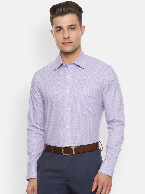 

Louis Philippe Men Lavender Classic Regular Fit Checked Formal Shirt