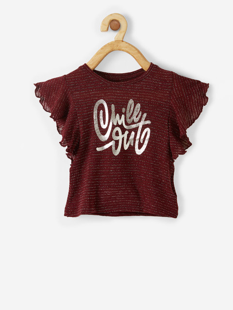 

VITAMINS Girls Maroon Printed Top