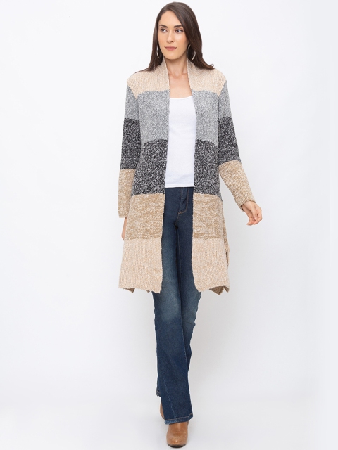 

Globus Women Beige & Grey Colourblocked Front-Open Overcoat