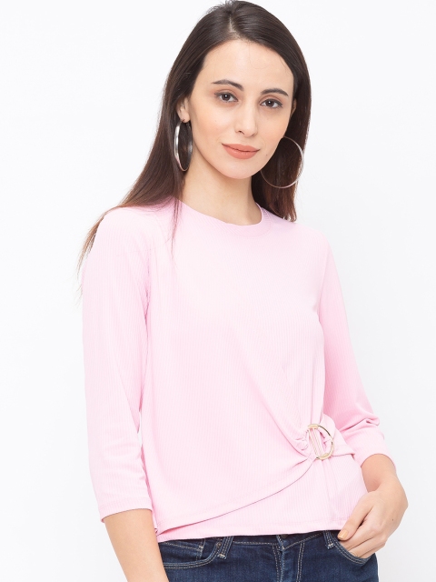 

Globus Women Pink Self Design Pure Cotton Top
