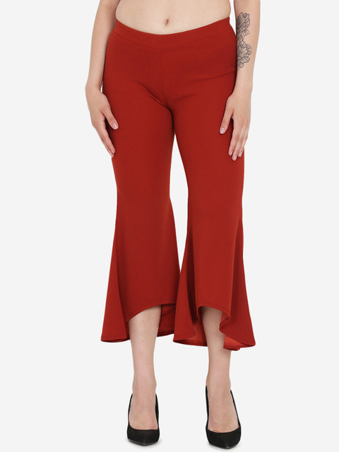 

Westwood Women Rust Orange Loose Fit Solid Parallel Trousers