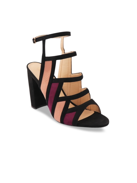 

URBANE Women Black & Peach Colourblocked Gladiators