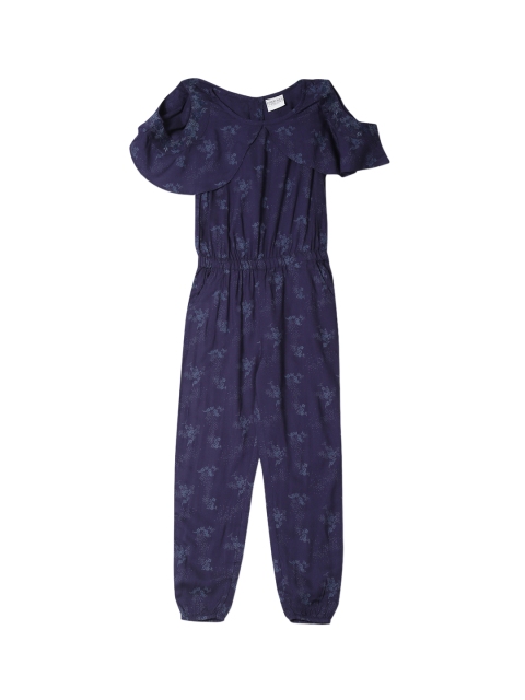 

Cherokee Girls Navy Blue Floral Printed Basic Jumpsuit