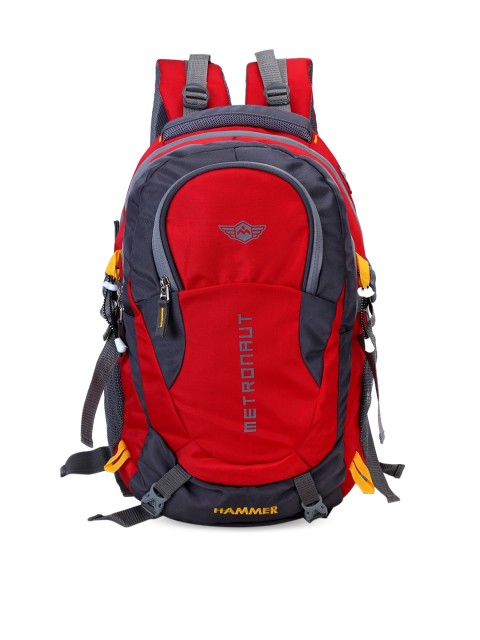 

Metronaut Unisex Red & Grey Textured Backpack