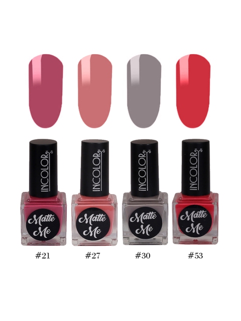 

INCOLOR Pack of 4 Matte Me Nail Paint 12 ml each, Multi