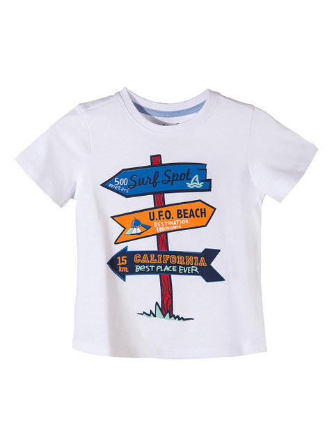 

5.10.15 Boys White Printed Round Neck T-shirt