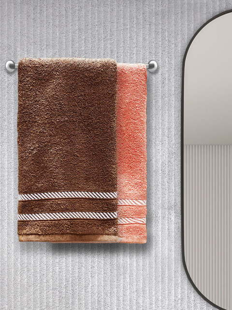 

Trident Set Of 4 Striped 380 GSM Hand Towels, Brown