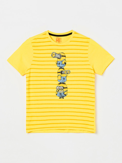 

Fame Forever by Lifestyle Boys Yellow Striped Round Neck T-shirt
