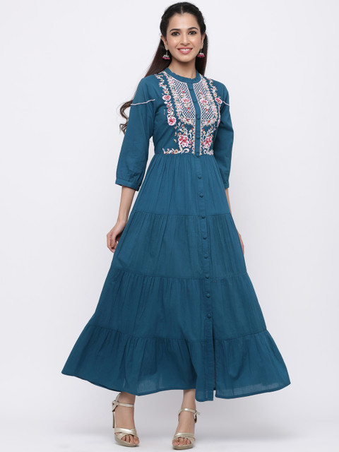 

Juniper Women Teal Solid Maxi Dress