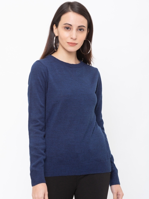 

Globus Women Navy Blue Solid Pure Cotton Top